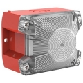 Flash PYRA Corpo a cubo rosso e lente trasparente 24V IP66 EN54.23